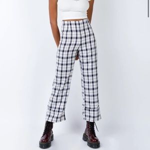 Princess Polly Euros Wide Leg Crop Pants Black/White